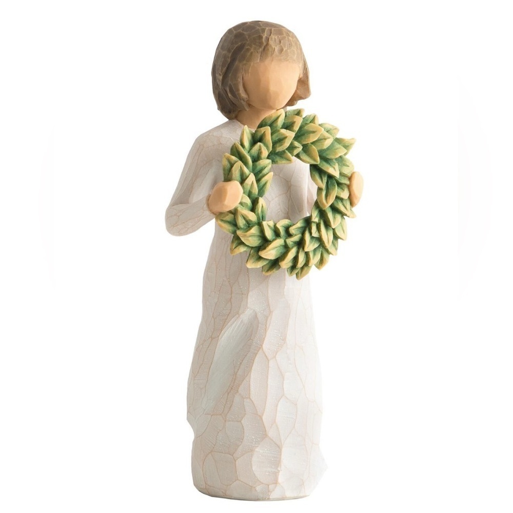 Willow Tree Magnolia Figurine Susan Lordi Sculpted Holiday Wreath Ivory Green